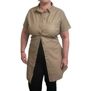 H&M Tan Short Sleeve Pleather Dress